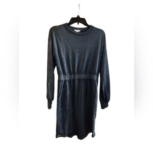 EUC Time & True Casual Blue Long Sleeve Dress Small 4/6 Soft Midi